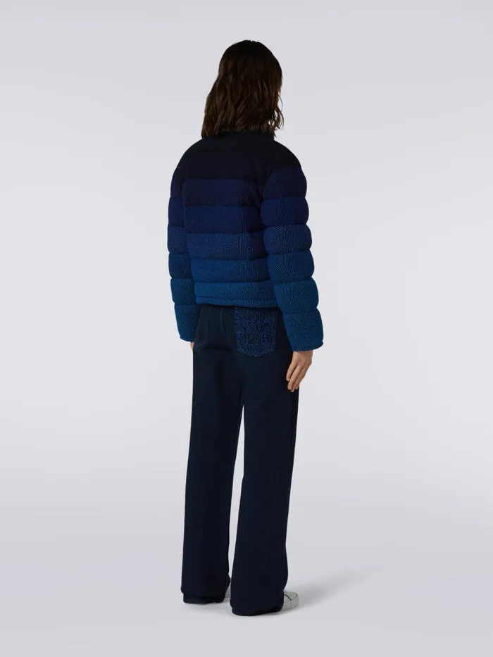 Women Cropped Jacket In Dgrad Padded Cotton Blend Black and Blue Missoni Sport Women Cropped Jacket In Dgrad Padded Cotton Blend Black and Blue Missoni Sport