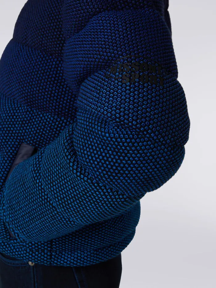 Women Cropped Jacket In Dgrad Padded Cotton Blend Black and Blue Missoni Sport Women Cropped Jacket In Dgrad Padded Cotton Blend Black and Blue Missoni Sport