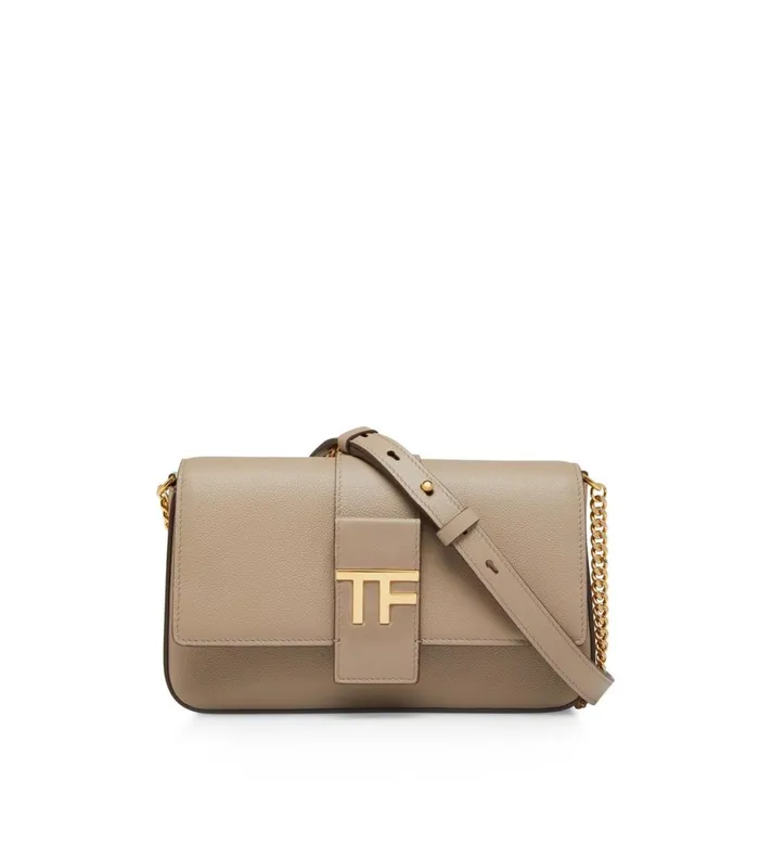 Women Cross Body Bags Tom Ford Grain Leather Tf Chain Shoulder Bag Silk Taupe