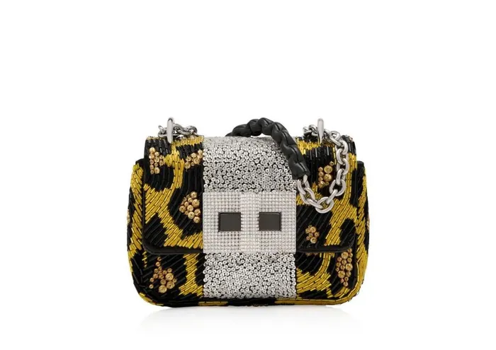 Women Cross Body Bags Tom Ford Leopard Embroidery Soft Natalia Mini Shoulder Bag Yellowblack Black