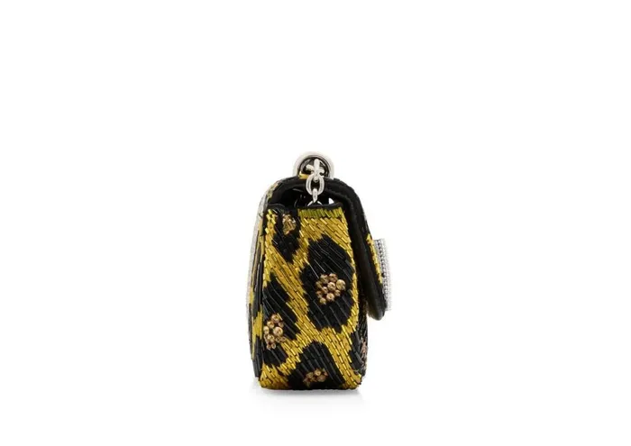 Women Cross Body Bags Tom Ford Leopard Embroidery Soft Natalia Mini Shoulder Bag Yellowblack Black