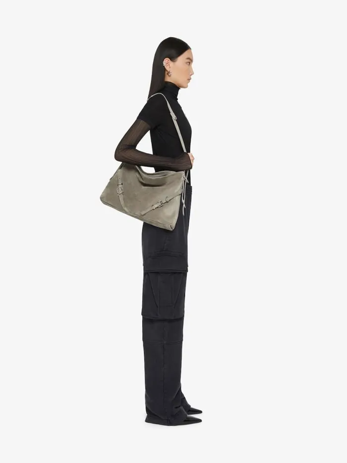 Women Crossbody Bags Givenchy Medium Voyou Bag In Suede Medium Grey