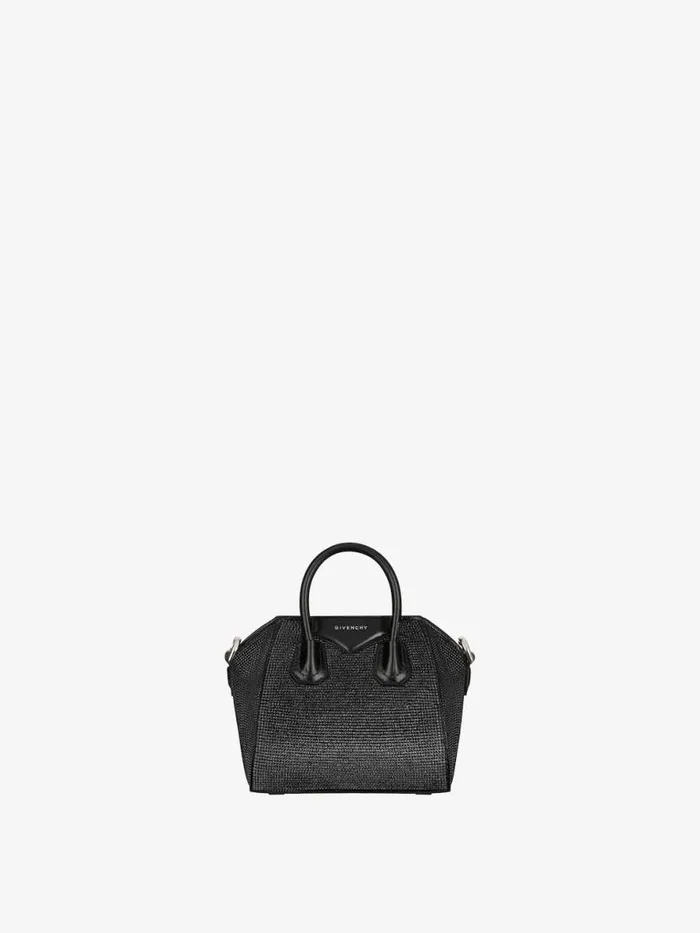 Women Crossbody Bags Givenchy Micro Antigona Bag In Satin With Strass Black