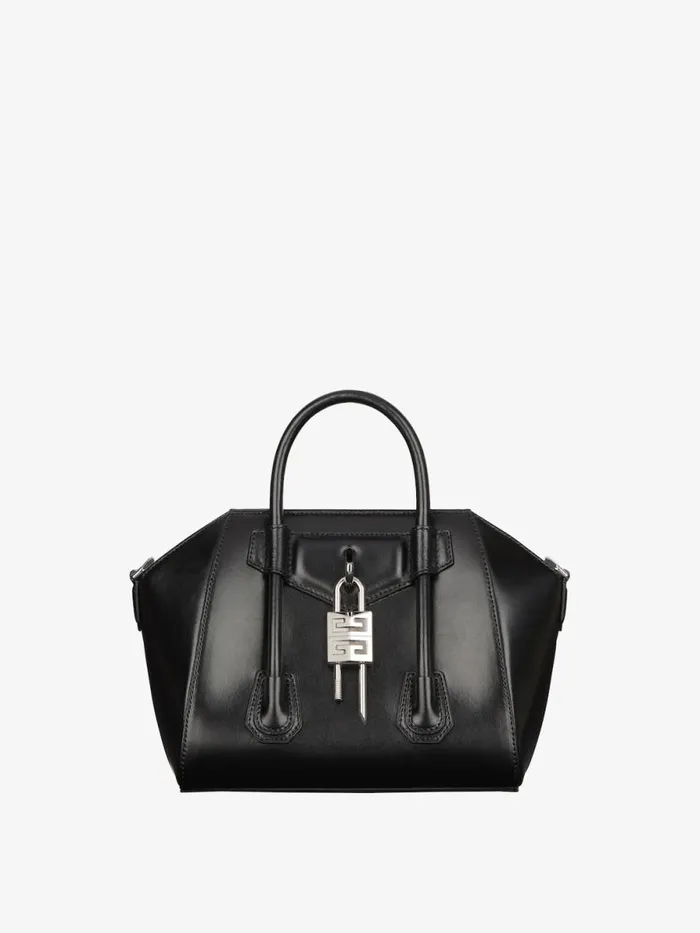 Women Crossbody Bags Givenchy Mini Antigona Lock Bag In Box Leather Black