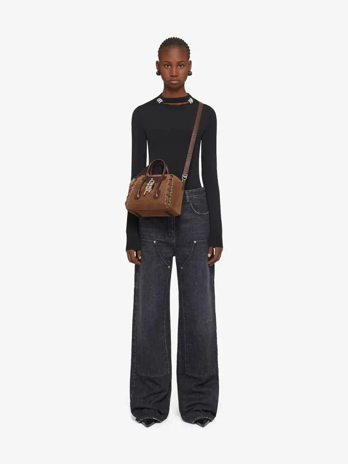Women Crossbody Bags Givenchy Mini Antigona Lock Bag In Corset Style Suede Walnut Brown Women Crossbody Bags Givenchy Mini Antigona Lock Bag In Corset Style Suede Walnut Brown