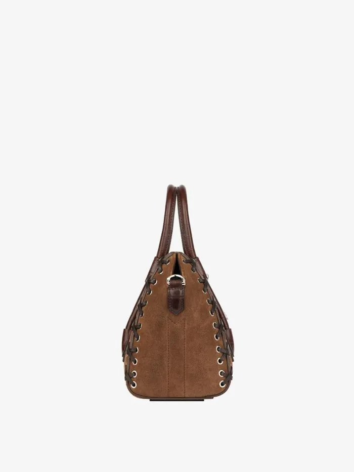 Women Crossbody Bags Givenchy Mini Antigona Lock Bag In Corset Style Suede Walnut Brown Women Crossbody Bags Givenchy Mini Antigona Lock Bag In Corset Style Suede Walnut Brown
