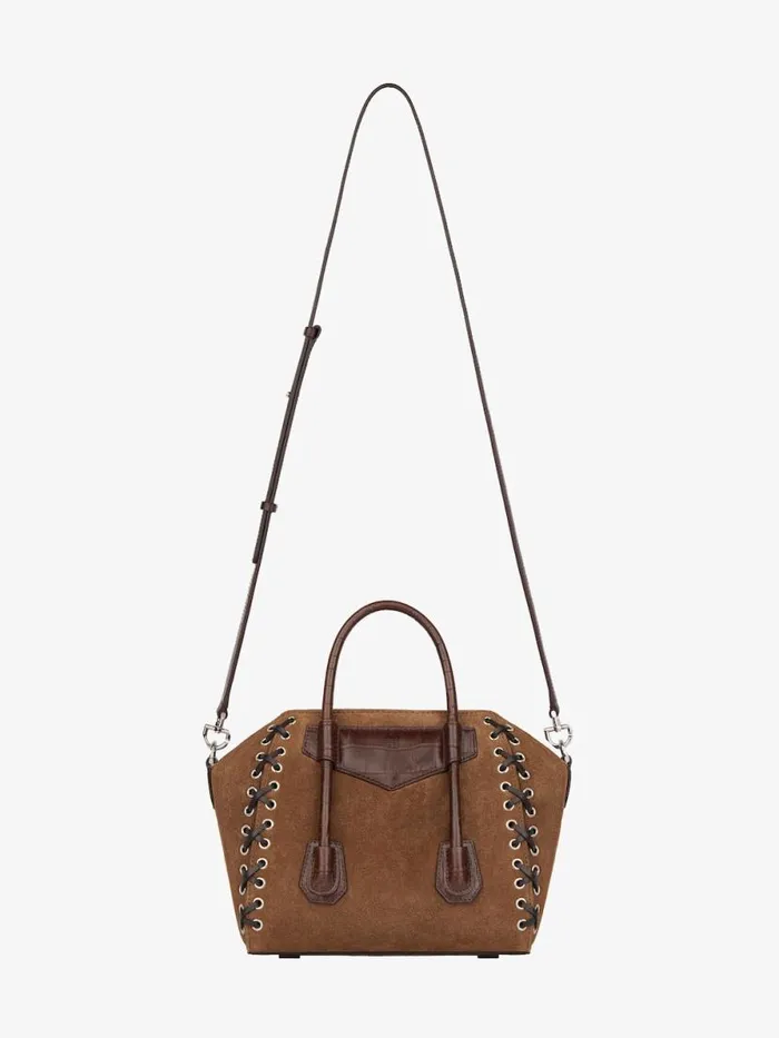 Women Crossbody Bags Givenchy Mini Antigona Lock Bag In Corset Style Suede Walnut Brown Women Crossbody Bags Givenchy Mini Antigona Lock Bag In Corset Style Suede Walnut Brown