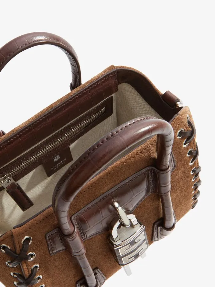 Women Crossbody Bags Givenchy Mini Antigona Lock Bag In Corset Style Suede Walnut Brown Women Crossbody Bags Givenchy Mini Antigona Lock Bag In Corset Style Suede Walnut Brown