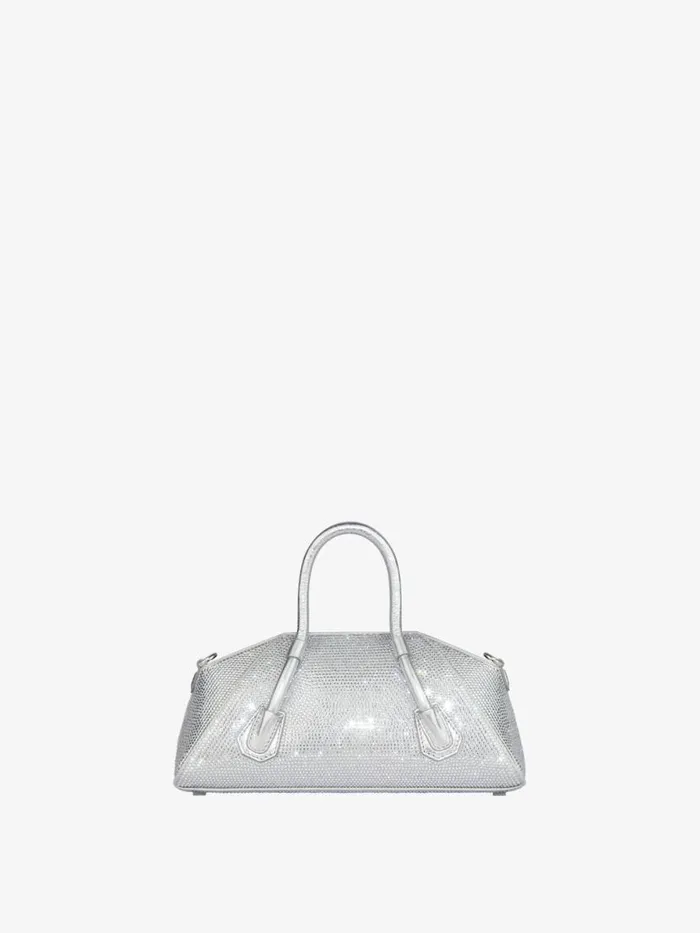 Women Crossbody Bags Givenchy Mini Antigona Stretch Bag In Satin And Strass Silvery Grey Women Crossbody Bags Givenchy Mini Antigona Stretch Bag In Satin And Strass Silvery Grey