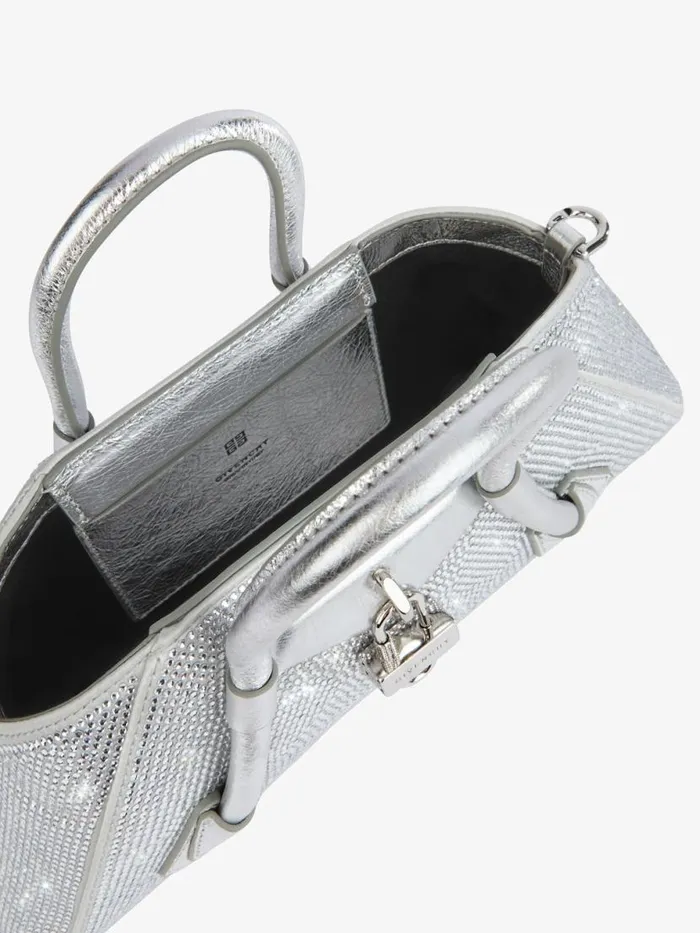 Women Crossbody Bags Givenchy Mini Antigona Stretch Bag In Satin And Strass Silvery Grey Women Crossbody Bags Givenchy Mini Antigona Stretch Bag In Satin And Strass Silvery Grey
