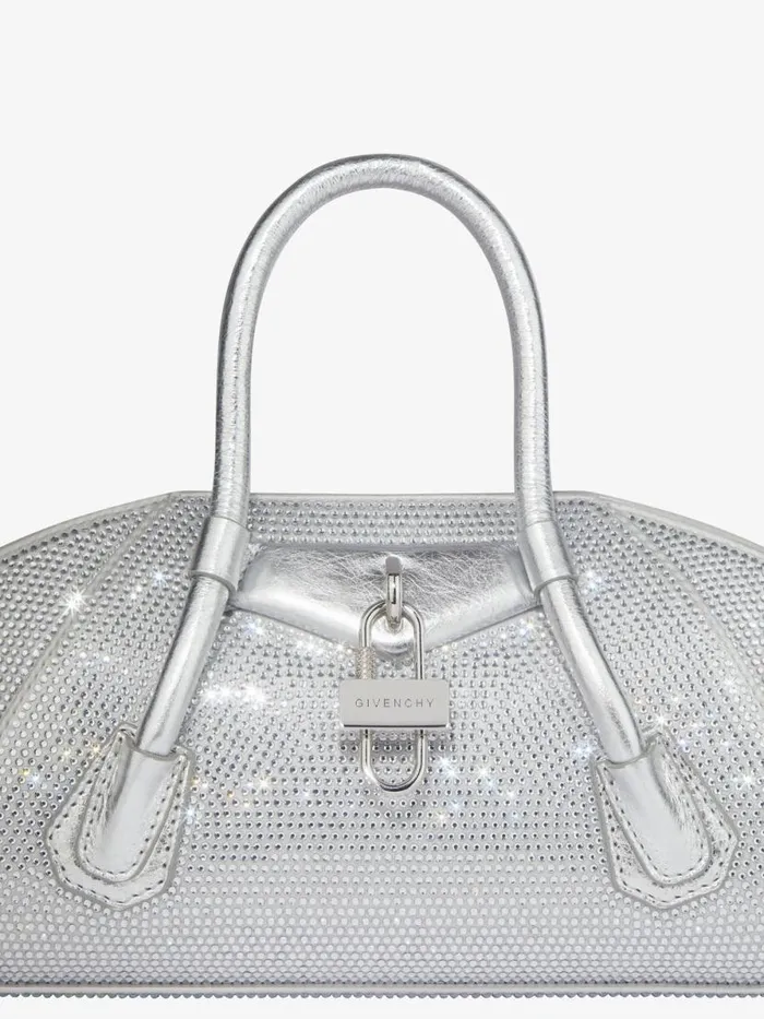 Women Crossbody Bags Givenchy Mini Antigona Stretch Bag In Satin And Strass Silvery Grey Women Crossbody Bags Givenchy Mini Antigona Stretch Bag In Satin And Strass Silvery Grey