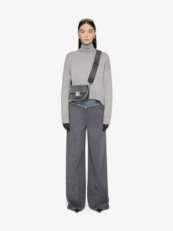 Women Crossbody Bags Givenchy Small 4G Bag In Lurex Embroidery With Chain Dark Grey