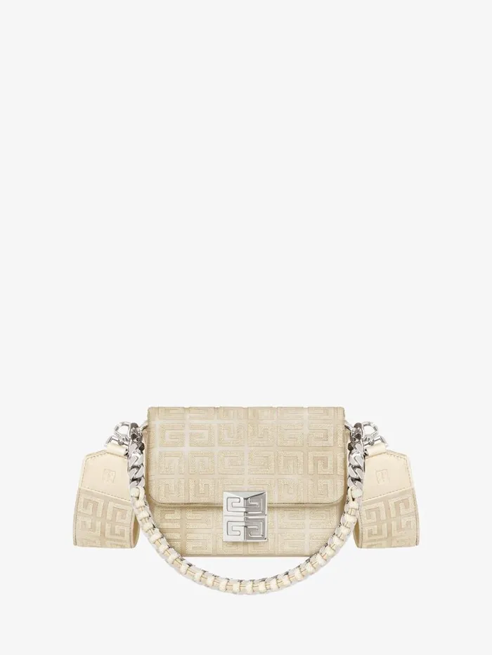 Women Crossbody Bags Givenchy Small 4G Bag In Lurex Embroidery With Chain Dusty Golden