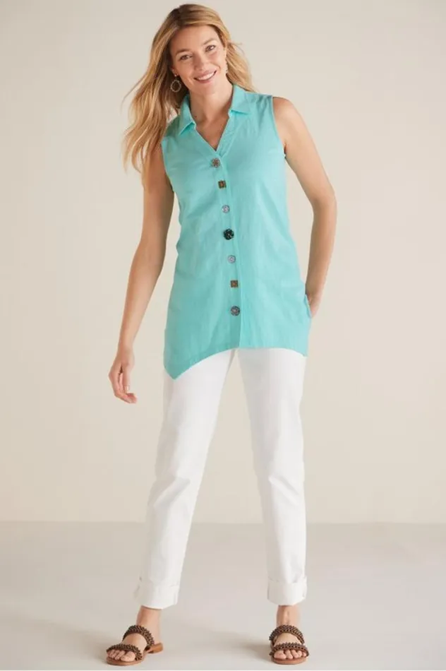 Women Danielle Button Tank Whisper White Soft Surroundings Tops