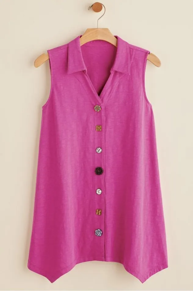 Women Danielle Button Tank Whisper White Soft Surroundings Tops