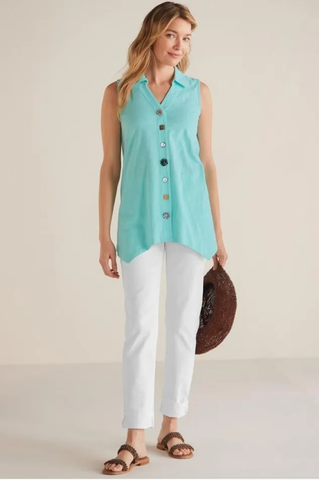 Women Danielle Button Tank Whisper White Soft Surroundings Tops