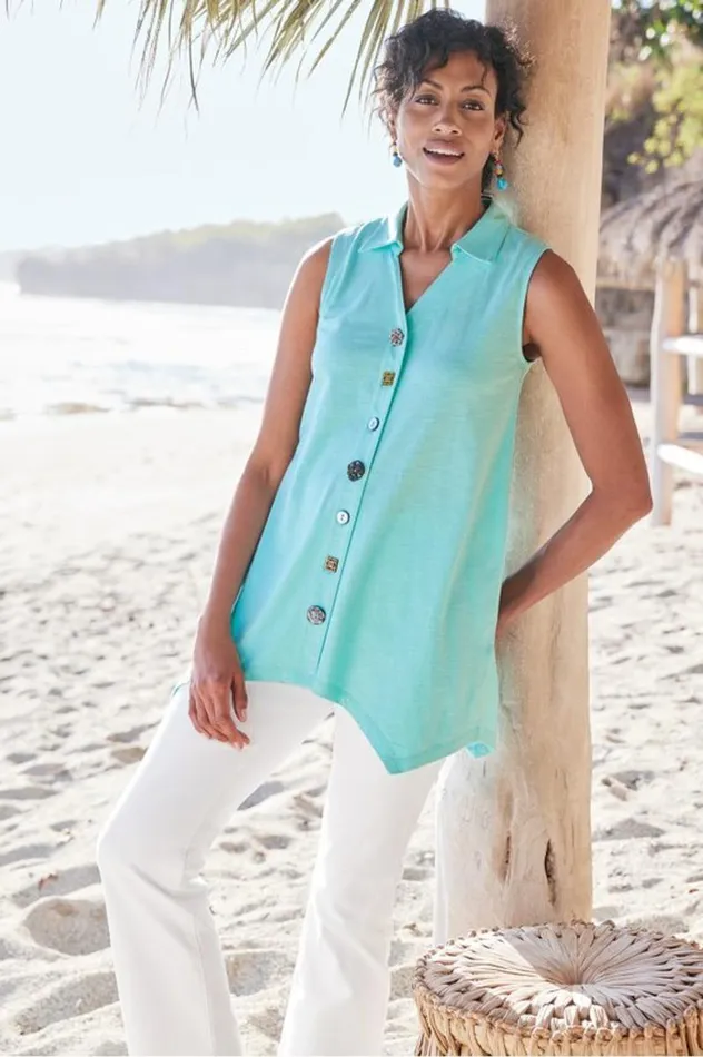 Women Danielle Button Tank Whisper White Soft Surroundings Tops