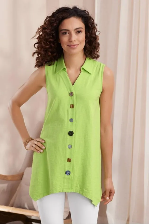 Women Danielle Button Tank Whisper White Soft Surroundings Tops