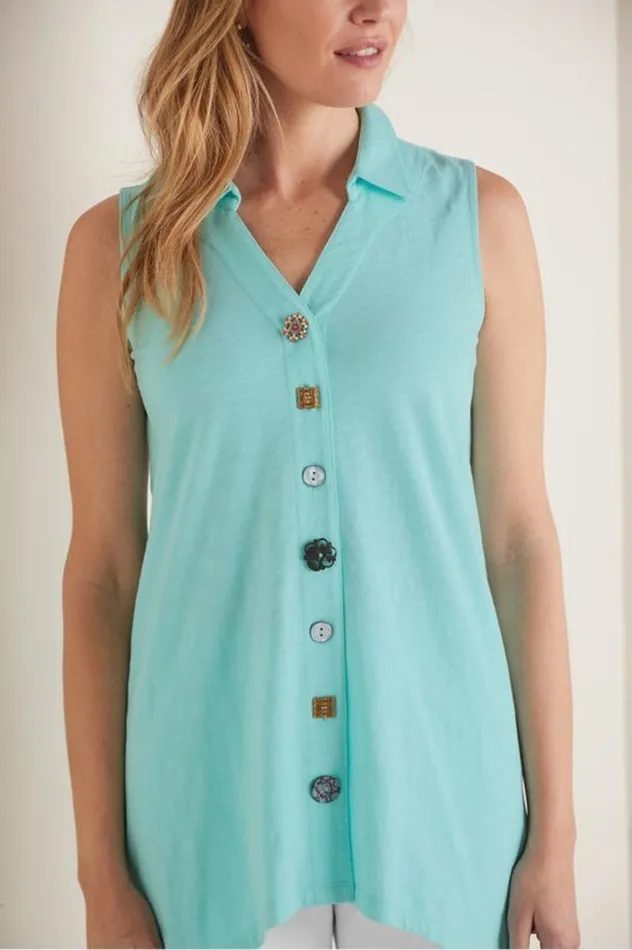Women Danielle Button Tank Whisper White Soft Surroundings Tops