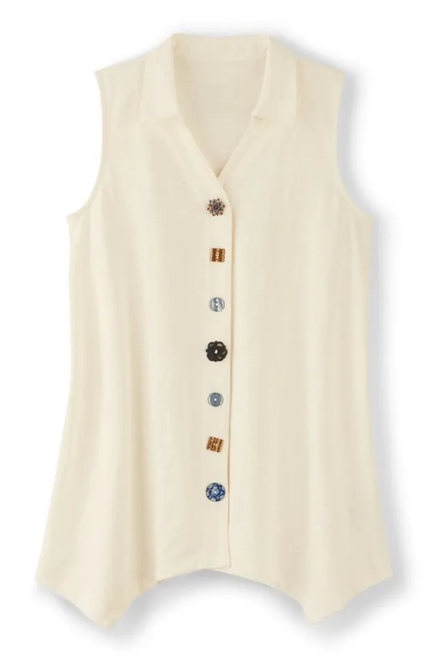 Women Danielle Button Tank Whisper White Soft Surroundings Tops