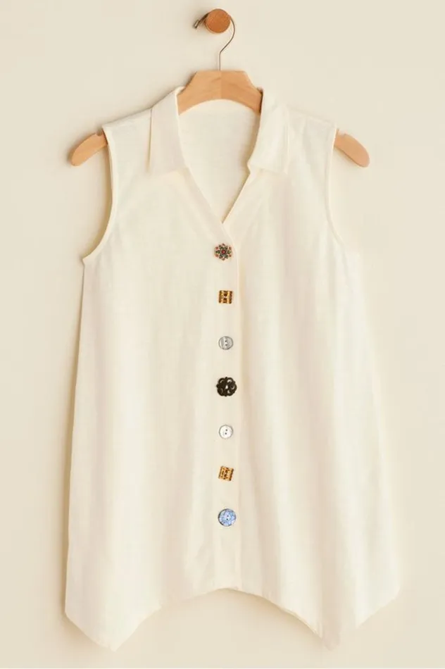Women Danielle Button Tank Whisper White Soft Surroundings Tops