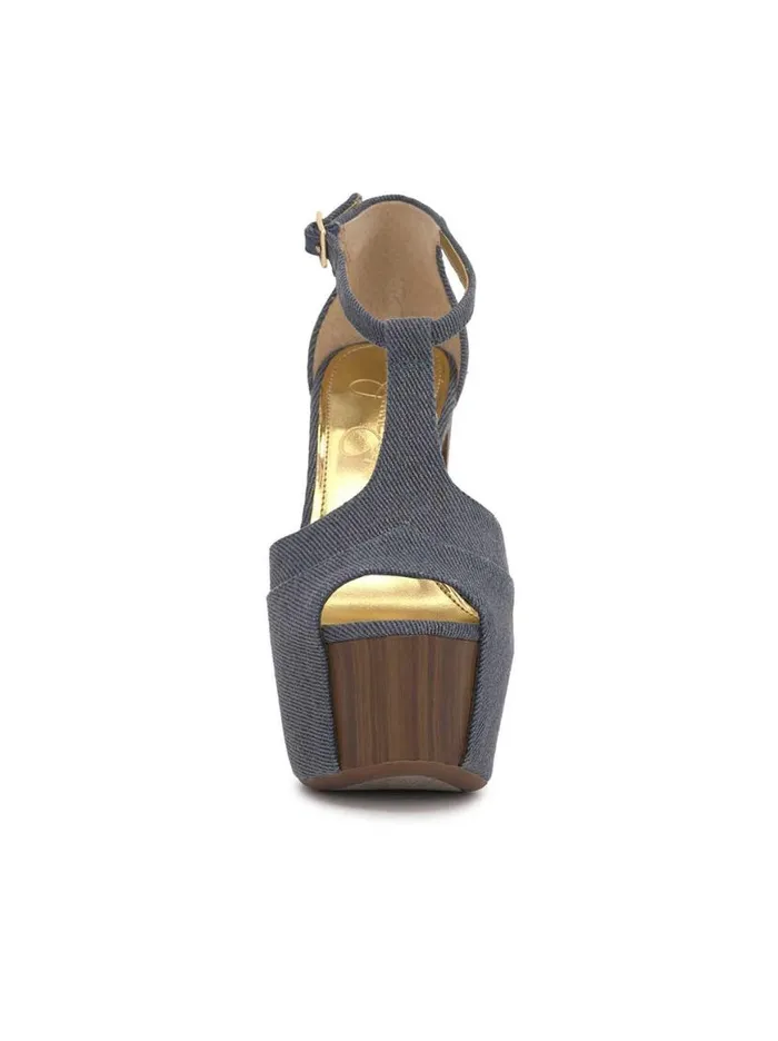 Women Dany Tstrap Platform Sandal In Denim Jessica Simpson Platforms