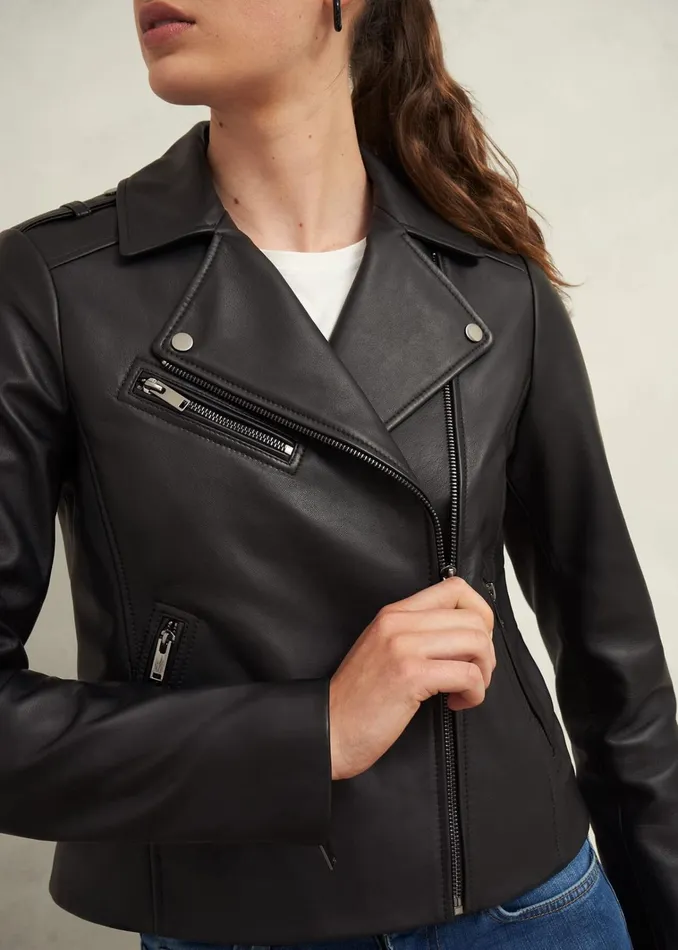 Women Darby Leather Jacket Black Hobbs Coats and Jackets