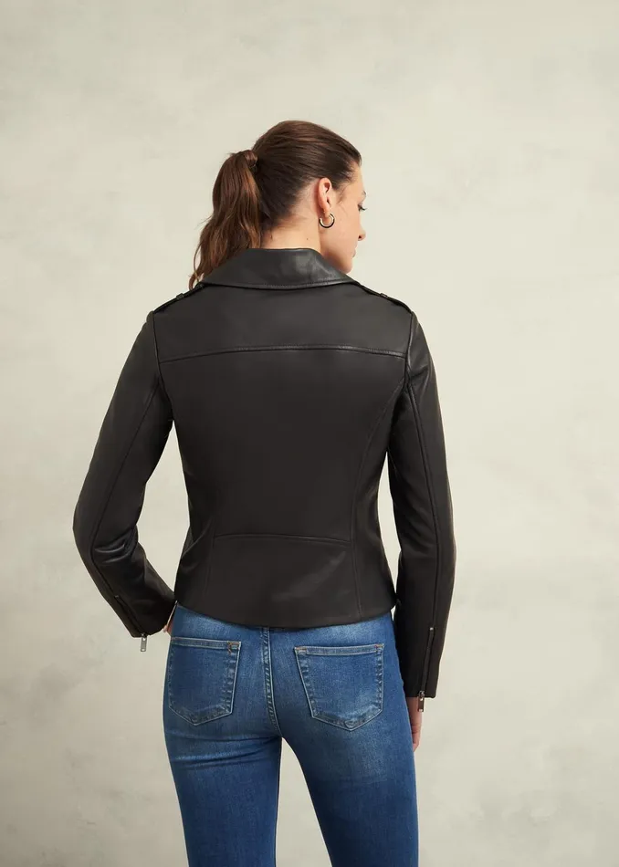 Women Darby Leather Jacket Black Hobbs Coats and Jackets