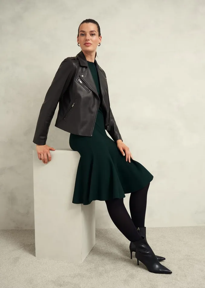Women Darby Leather Jacket Black Hobbs Coats and Jackets