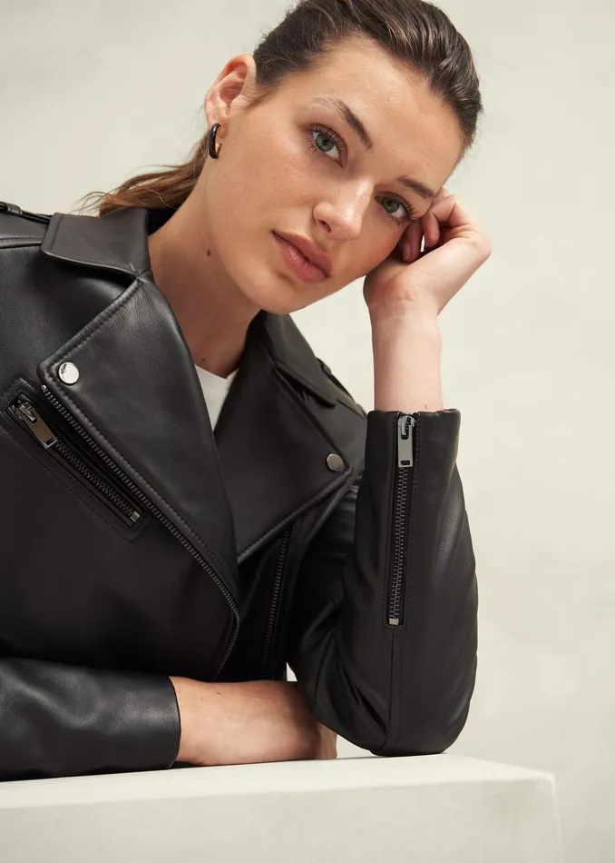 Women Darby Leather Jacket Black Hobbs Coats and Jackets