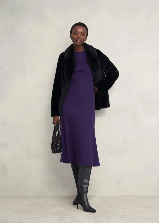 Women Davina Ponte Dress Grape Purple Hobbs Dresses and Jumpsuits