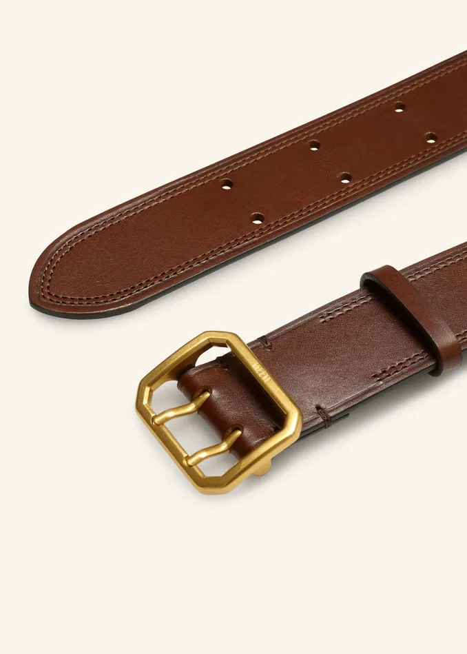 Women Double Prong HipsToWaist Belt Warm Chocolate MEEM
