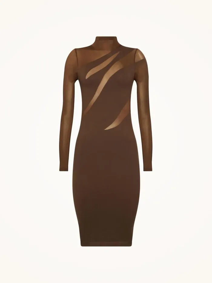 Women Dresses and Skirts Wolford Sheer Opaque Dress Umber