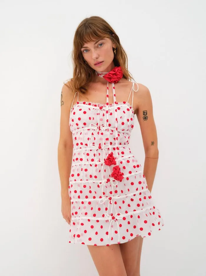 Women Dresses For Love and Lemons Agata Mini Dress Red