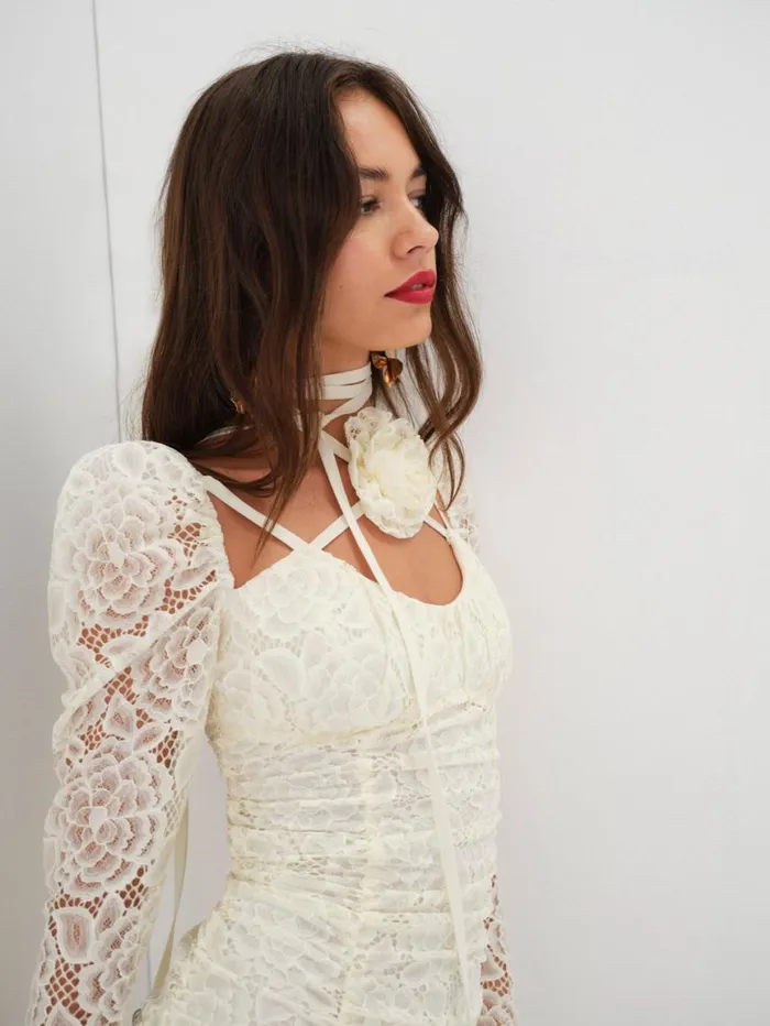 Women Dresses For Love and Lemons Belladonna Mini Dress White
