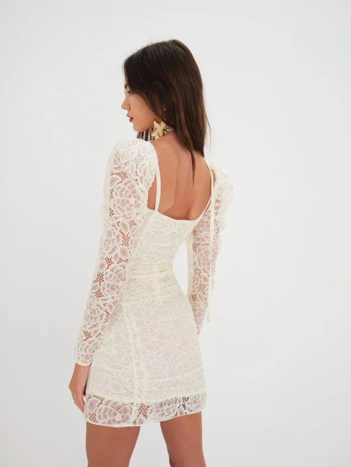 Women Dresses For Love and Lemons Belladonna Mini Dress White
