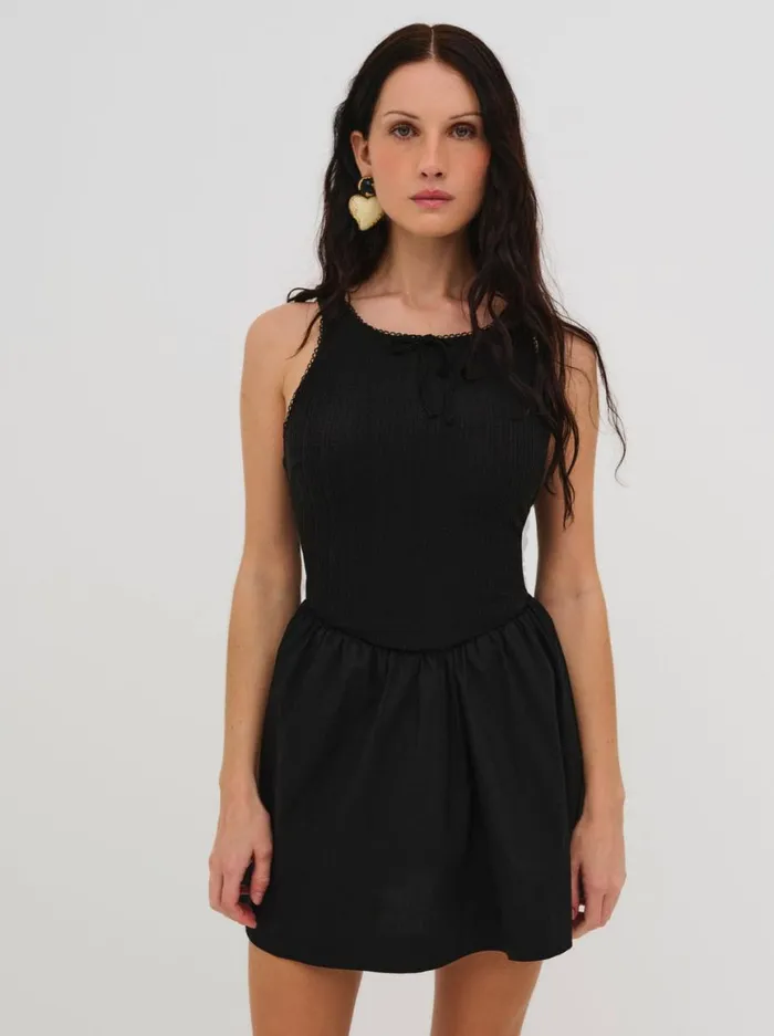 Women Dresses For Love and Lemons Billie Pointelle Mini Dress Black