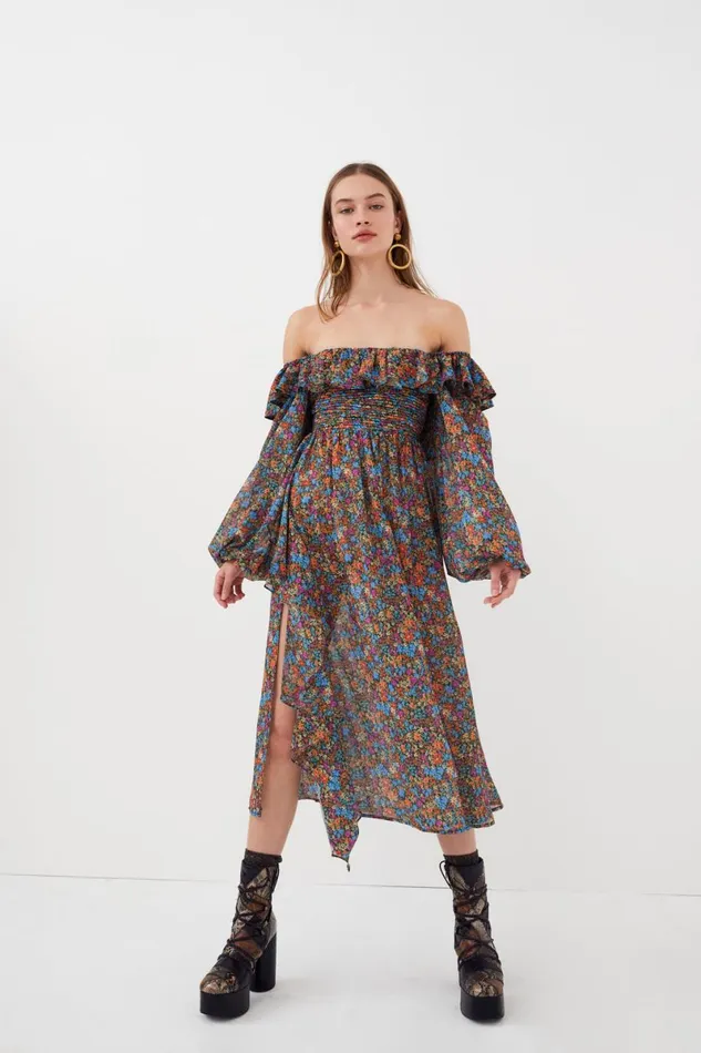 Women Dresses For Love and Lemons Brittany Midi Dress Blue Women Dresses For Love and Lemons Brittany Midi Dress Blue