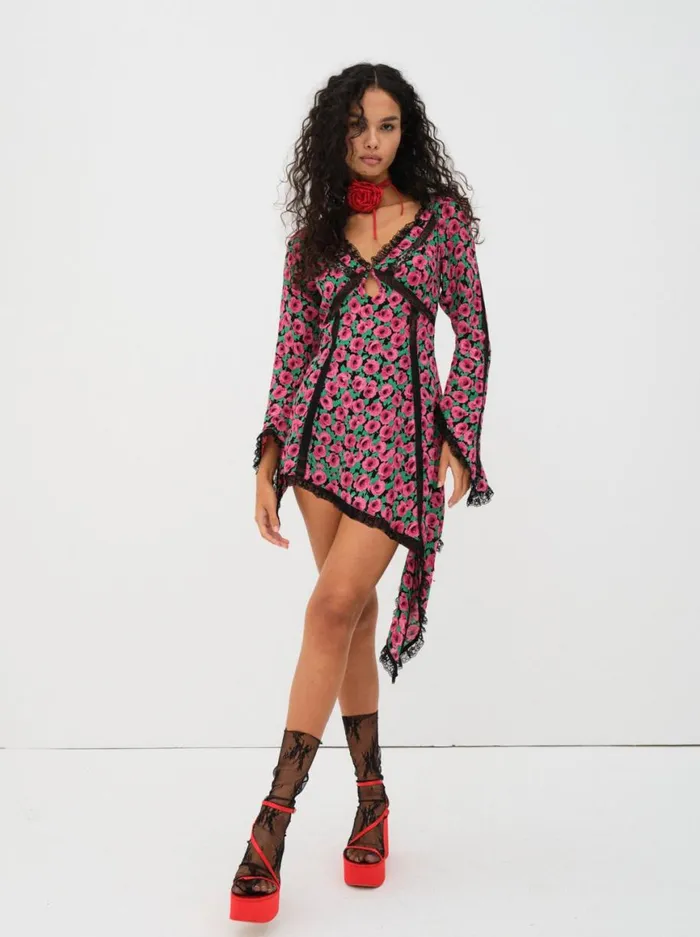 Women Dresses For Love and Lemons Brunello Asymmetrical Dress Red
