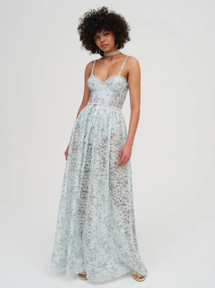 Women Dresses For Love and Lemons Cecelia Lace Maxi Dress Blue