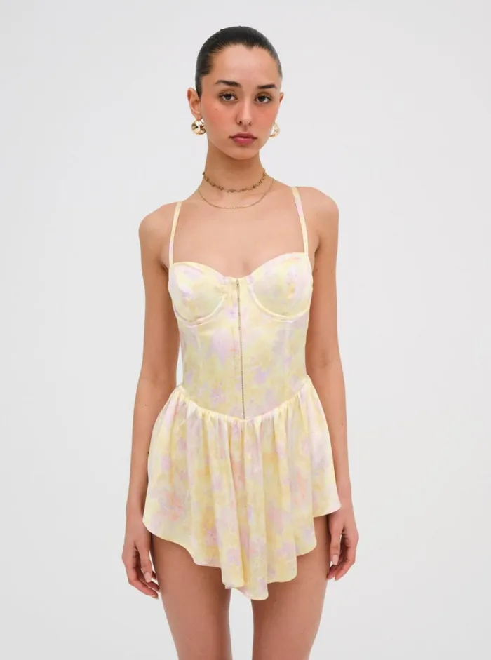 Women Dresses For Love and Lemons Charlene Mini Dress Yellow