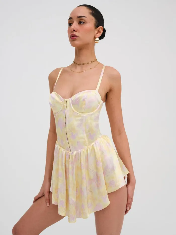 Women Dresses For Love and Lemons Charlene Mini Dress Yellow