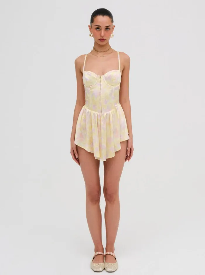 Women Dresses For Love and Lemons Charlene Mini Dress Yellow
