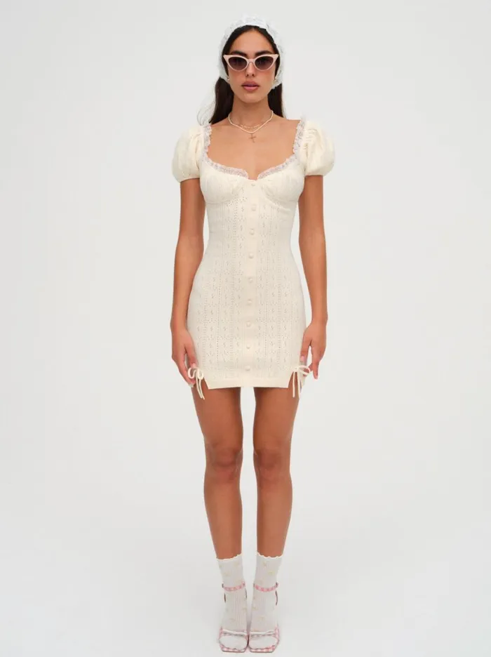 Women Dresses For Love and Lemons Daniela Knit Mini Dress Ivory