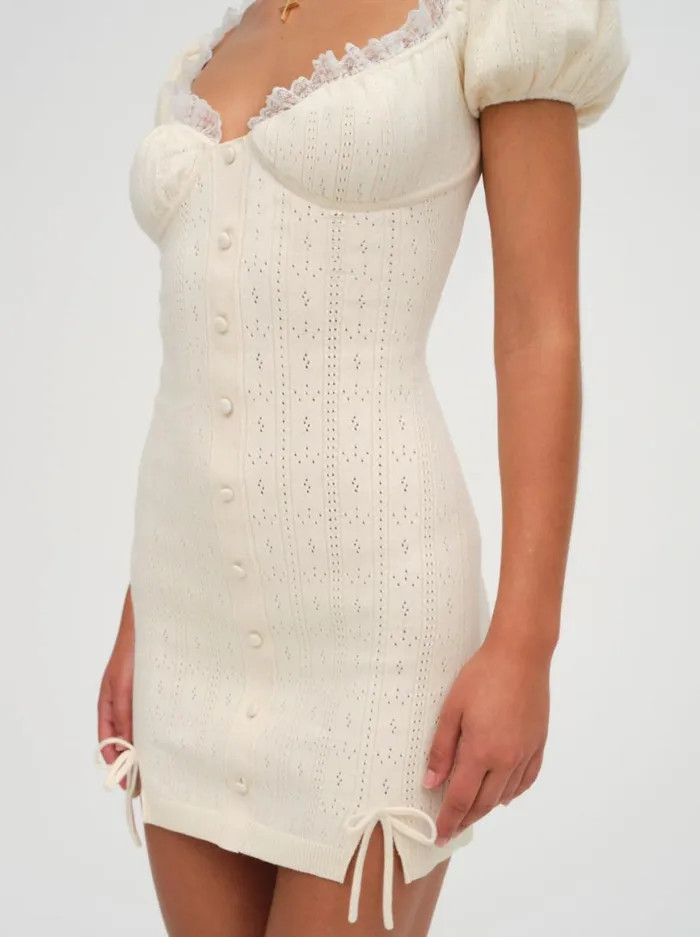 Women Dresses For Love and Lemons Daniela Knit Mini Dress Ivory Women Dresses For Love and Lemons Daniela Knit Mini Dress Ivory
