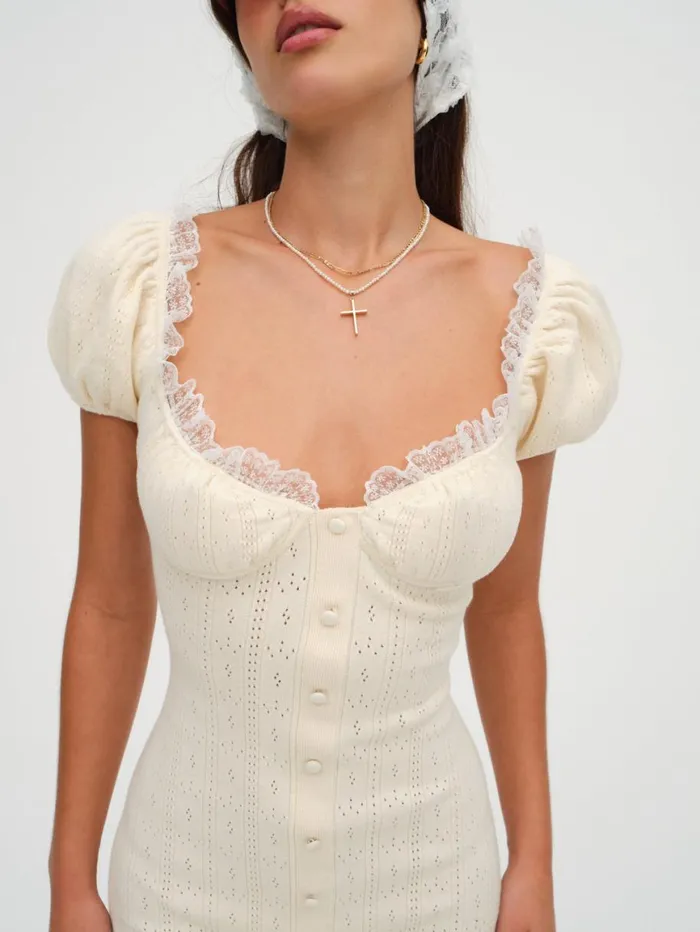 Women Dresses For Love and Lemons Daniela Knit Mini Dress Ivory Women Dresses For Love and Lemons Daniela Knit Mini Dress Ivory