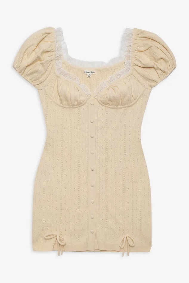 Women Dresses For Love and Lemons Daniela Knit Mini Dress Ivory Women Dresses For Love and Lemons Daniela Knit Mini Dress Ivory
