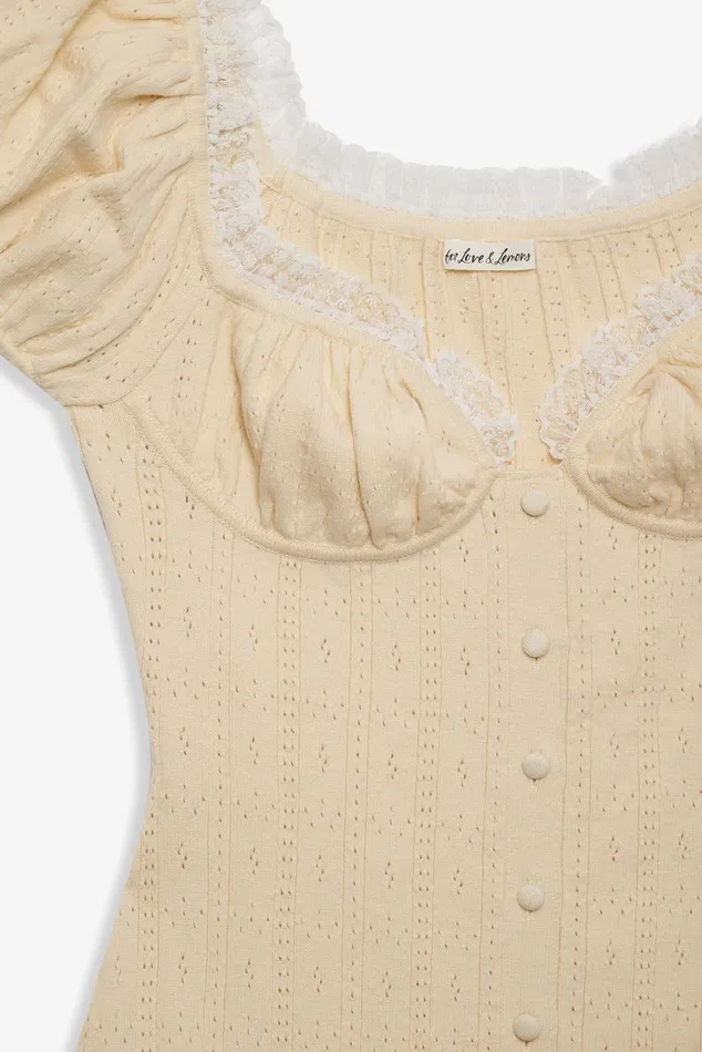 Women Dresses For Love and Lemons Daniela Knit Mini Dress Ivory Women Dresses For Love and Lemons Daniela Knit Mini Dress Ivory