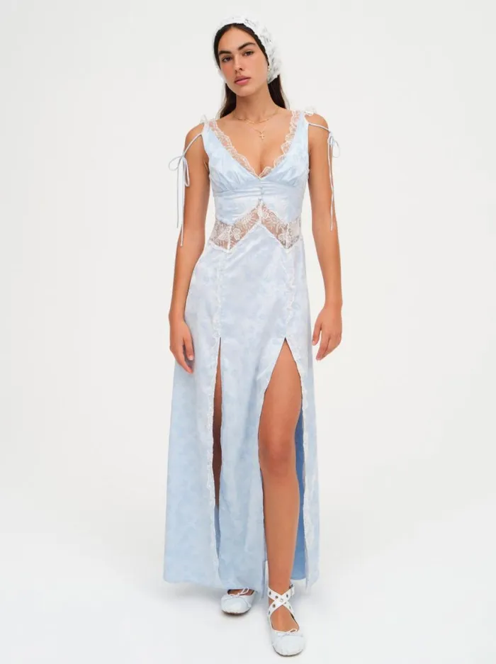 Women Dresses For Love and Lemons Hattie Jacquard Maxi Dress Blue