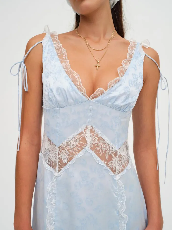 Women Dresses For Love and Lemons Hattie Jacquard Maxi Dress Blue